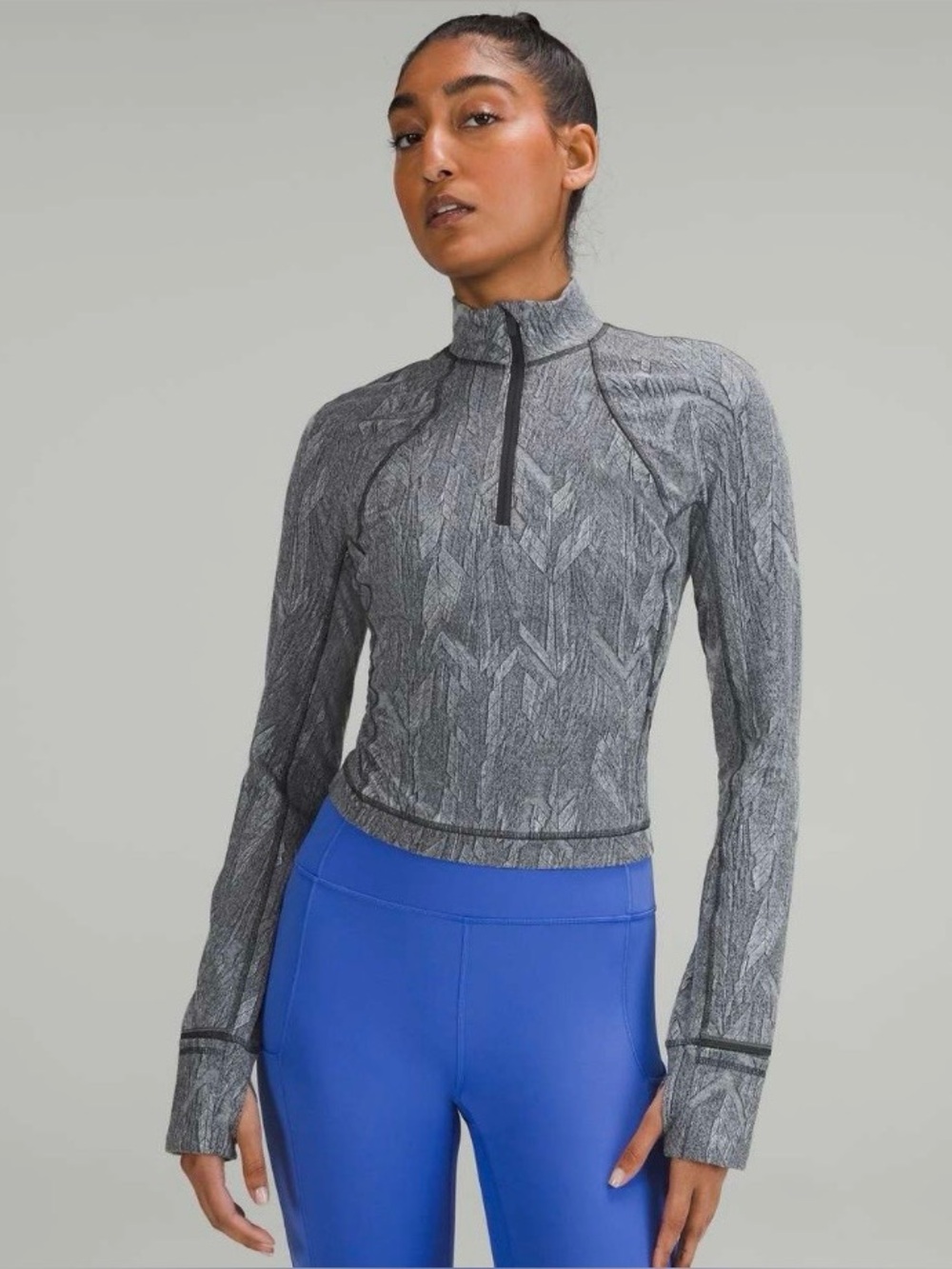 Lululemon Its Rulu Run Cropped Half Zip - Graphite Grey - Size 6
